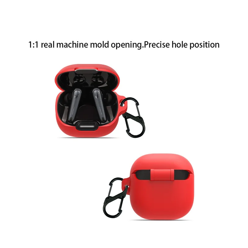 For Anker Soundcore Liberty 4 NC Anti-drop Bluetooth-compatible Earphone Silicone Cover with Anti-lost Buckle - Black