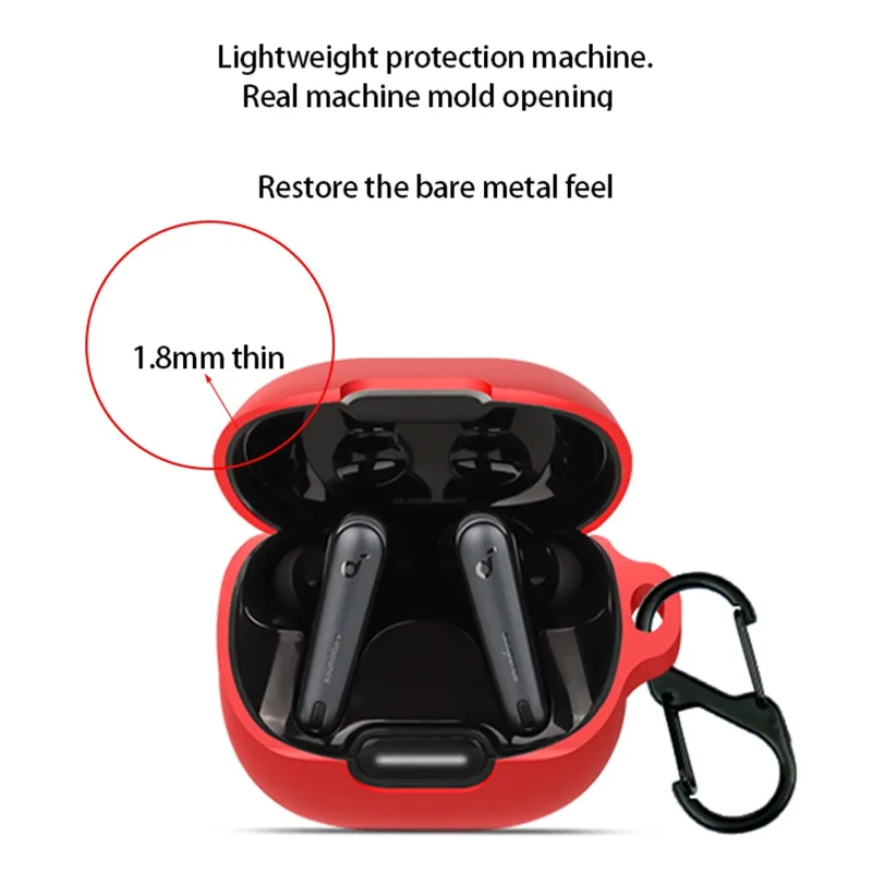 For Anker Soundcore Liberty 4 NC Anti-drop Bluetooth-compatible Earphone Silicone Cover with Anti-lost Buckle - Black