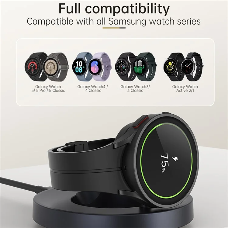 Estação de Carregamento Dobrável V17S para Samsung Galaxy Watch, Carregador Sem Fio Vertical Magnético Suporte de Carregamento em ABS