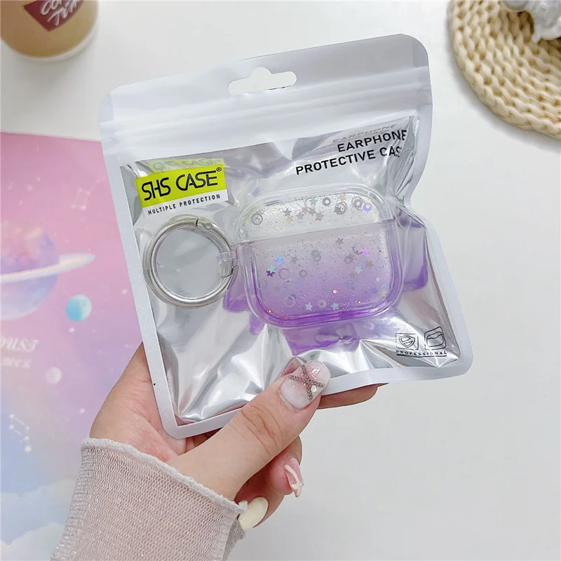 For Apple AirPods 3 Bluetooth-compatible Earphone PC Protective Cover Cute Glitter Anti-drop Case - Red