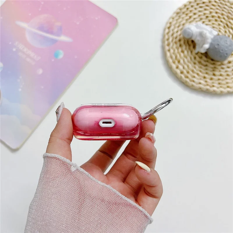 For Apple AirPods 3 Bluetooth-compatible Earphone PC Protective Cover Cute Glitter Anti-drop Case - Red