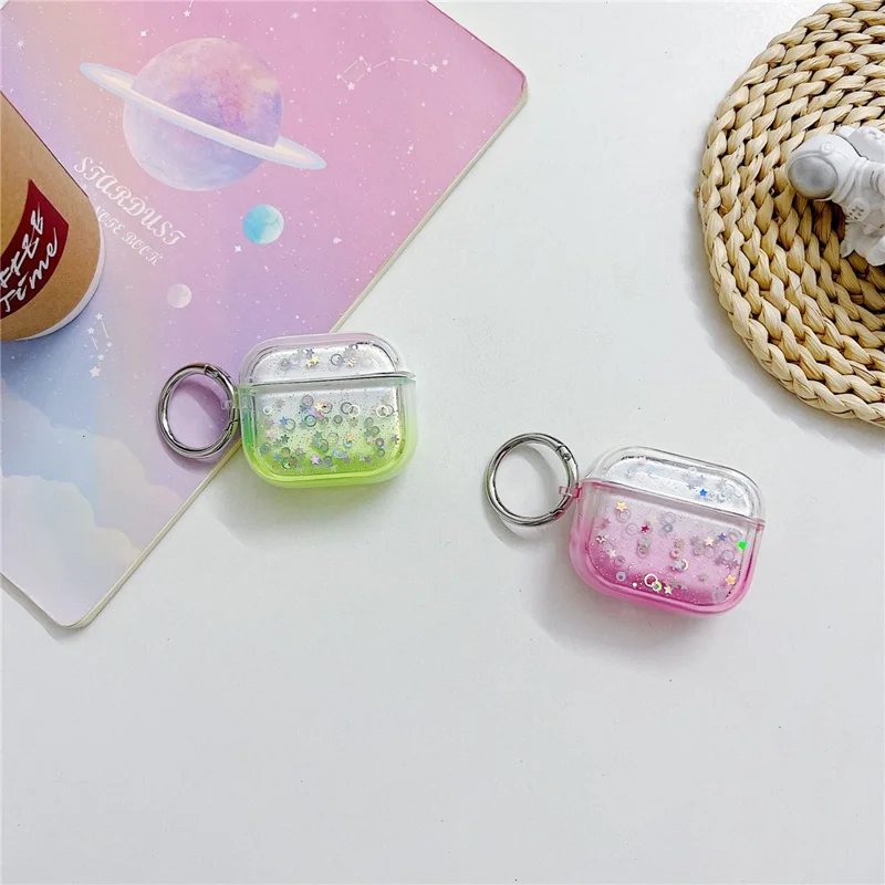 For Apple AirPods 3 Bluetooth-compatible Earphone PC Protective Cover Cute Glitter Anti-drop Case - Red