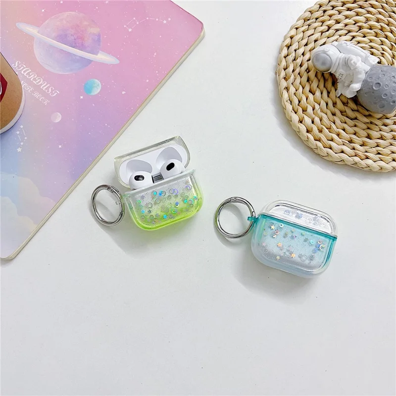 For Apple AirPods 3 Bluetooth-compatible Earphone PC Protective Cover Cute Glitter Anti-drop Case - Red