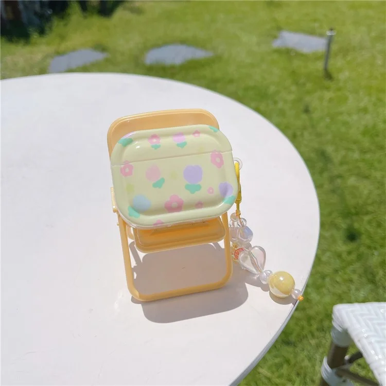 For Apple AirPods 3 Flower Pattern IMD Earphone TPU Case Protective Earbud Cover with Pendant