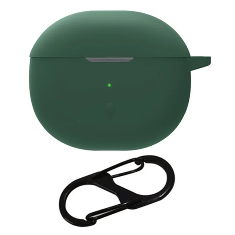 For SoundPEATS Air3-Deluxe Bluetooth-compatible Earphone Silicone Case Anti-scratch Cover with Anti-lost Buckle - Blackish Green