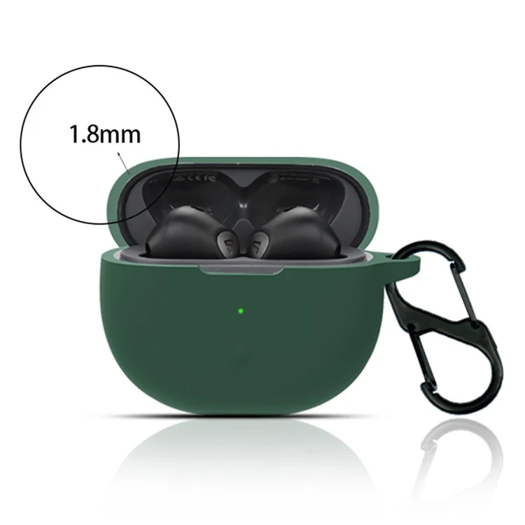For SoundPEATS Air3-Deluxe Bluetooth-compatible Earphone Silicone Case Anti-scratch Cover with Anti-lost Buckle - Blackish Green