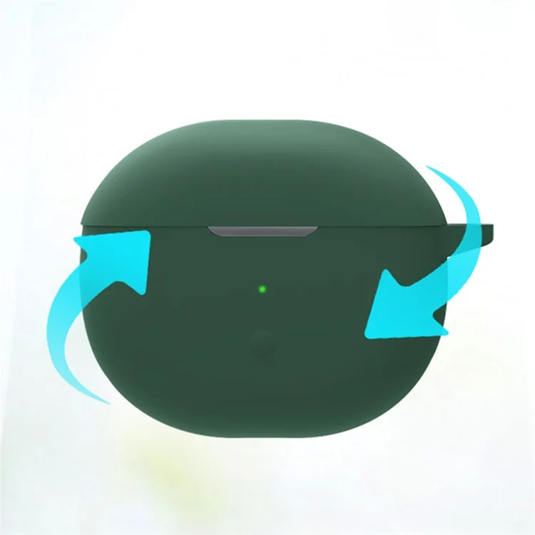 For SoundPEATS Air3-Deluxe Bluetooth-compatible Earphone Silicone Case Anti-scratch Cover with Anti-lost Buckle - Blackish Green