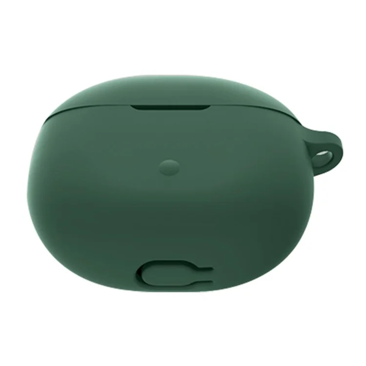 For SoundPEATS Air3-Deluxe Bluetooth-compatible Earphone Silicone Case Anti-scratch Cover with Anti-lost Buckle - Blackish Green