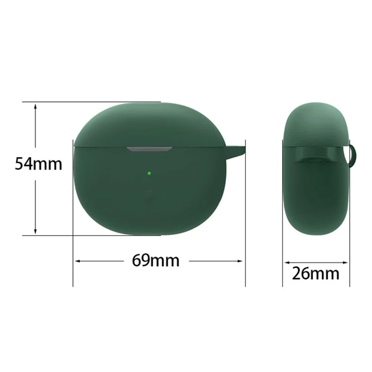 For SoundPEATS Air3-Deluxe Bluetooth-compatible Earphone Silicone Case Anti-scratch Cover with Anti-lost Buckle - Blackish Green