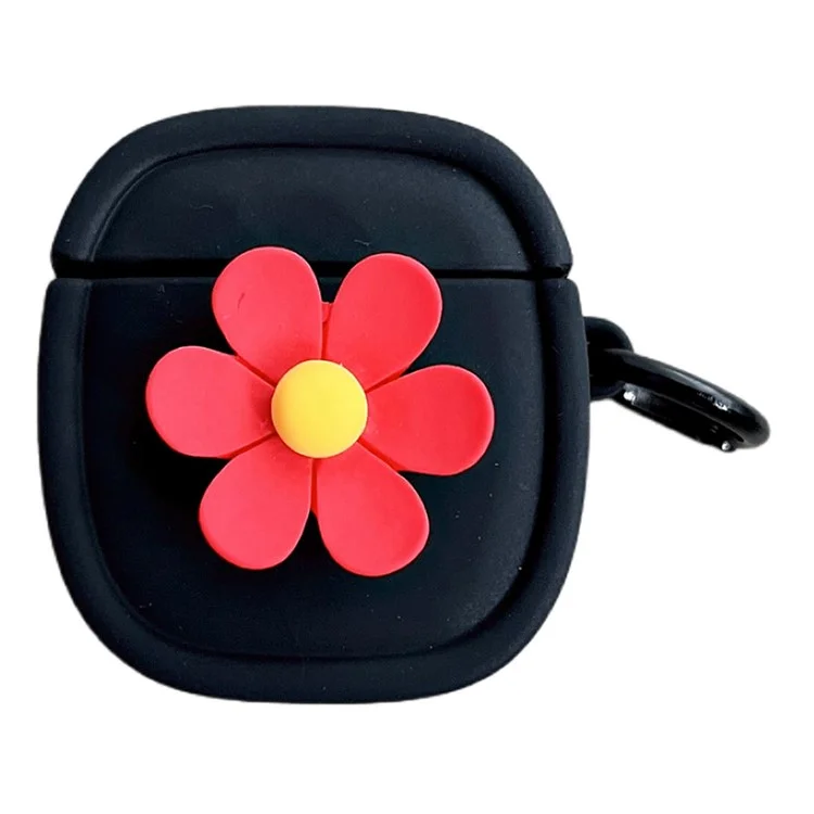 Capa de Silicone para Apple AirPods com Estojo de Carregamento (2016) / (2019) / AirPods com Estojo de Carregamento sem Fio (2019) Capa com Padrão Floral e Fivela - Preto