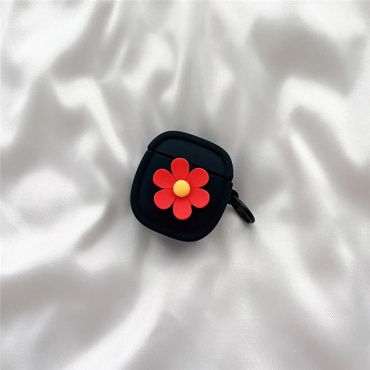 Capa de Silicone para Apple AirPods com Estojo de Carregamento (2016) / (2019) / AirPods com Estojo de Carregamento sem Fio (2019) Capa com Padrão Floral e Fivela - Preto