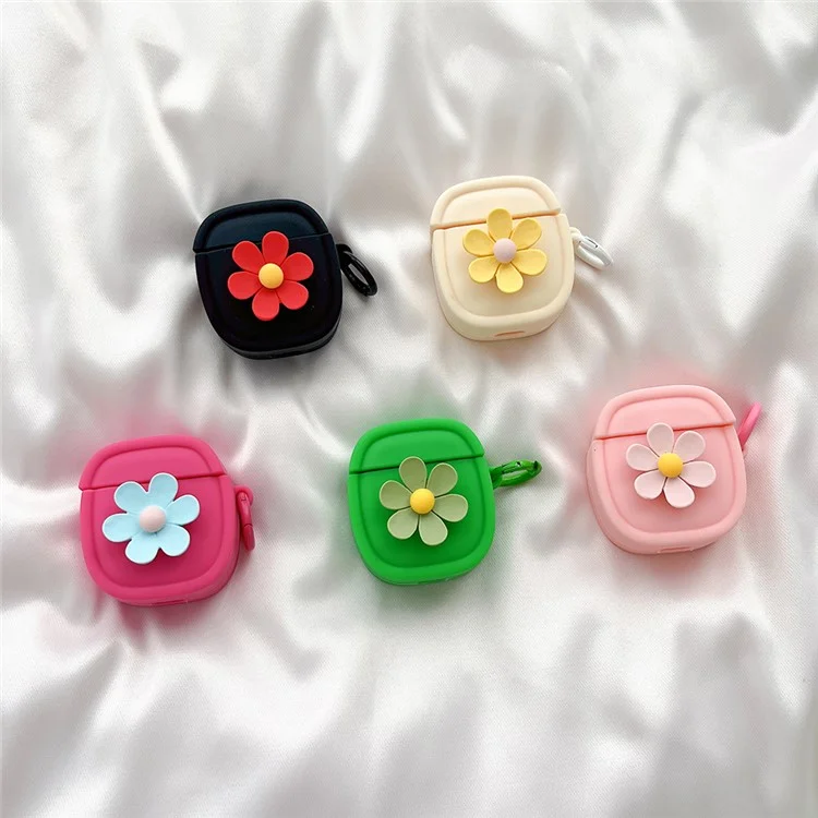 Capa de Silicone para Apple AirPods com Estojo de Carregamento (2016) / (2019) / AirPods com Estojo de Carregamento sem Fio (2019) Capa com Padrão Floral e Fivela - Preto