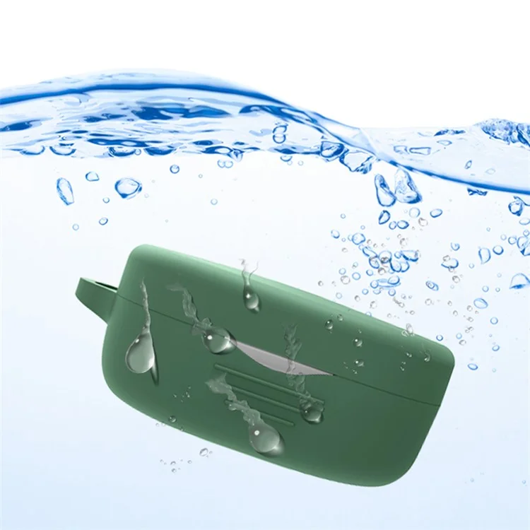 Para SoundPEATS TrueAir2 Anti-drop Case Bluetooth Earphone Silicone Cover with Anti-lost Buckle - Blackish Green