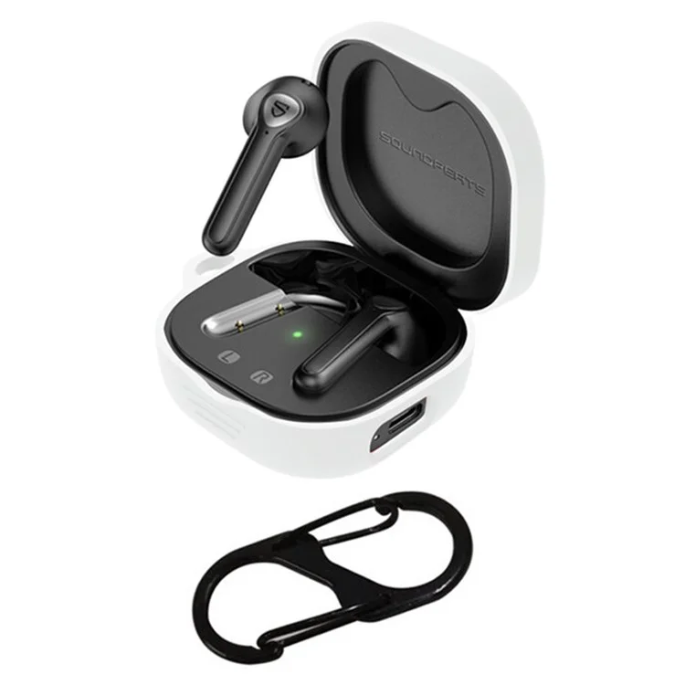 Für SoundPEATS TrueAir2 Anti-Verlust-Hülle aus Silikon für Bluetooth-Kopfhörer mit Anti-Verlust-Schnalle - Weiß