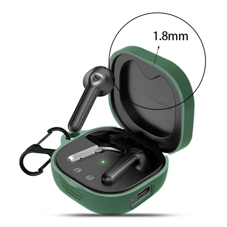 Für SoundPEATS TrueAir2 Anti-Verlust-Hülle aus Silikon für Bluetooth-Kopfhörer mit Anti-Verlust-Schnalle - Weiß