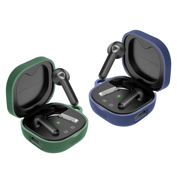 Für SoundPEATS TrueAir2 Anti-Verlust-Hülle aus Silikon für Bluetooth-Kopfhörer mit Anti-Verlust-Schnalle - Weiß
