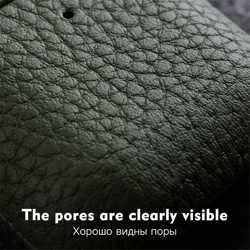 MELKCO For Apple AirPods Pro 2 Earbuds Case Genuine Cow Leather Coated PC Protective Sleeve Cover - Orange