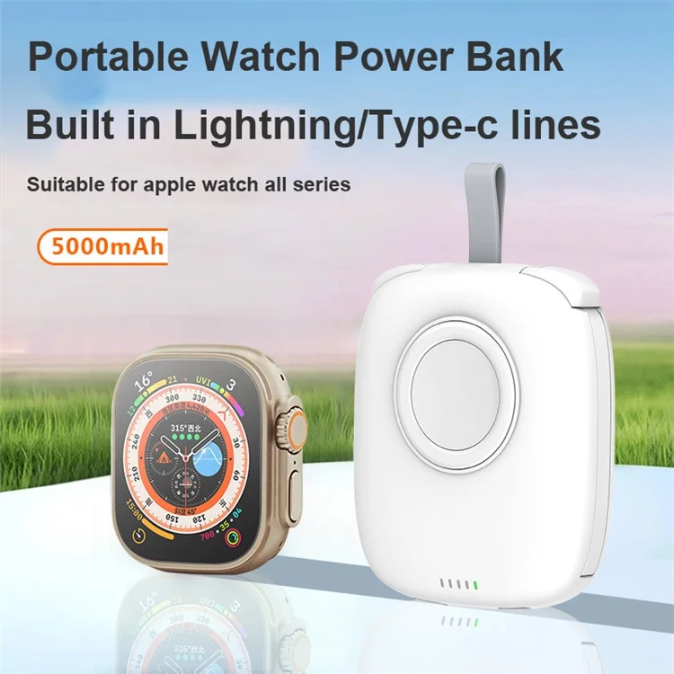 S3 Type-C / iP Cabled 5000mAh Portable Cell Phone Power Bank Magnetic Wireless Charger for Apple Watch Series (with CE)