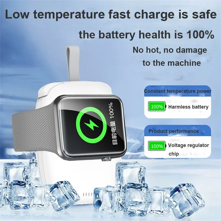 S3 Type-C / ip Cableau 5000mAh Téléphone Portable Portable Chargeur Sans Fil Magnétique Pour la Série Apple Watch (No CE)