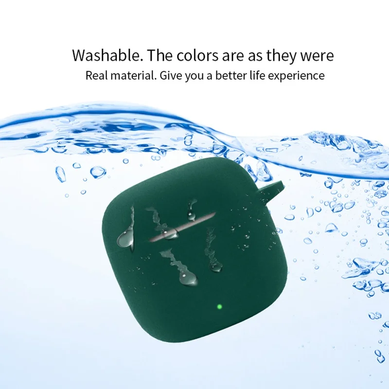 Dustproof Silicone Cover for Huawei FreeBuds SE 2 Bluetooth-compatible Earphone Protector Case with Anti-lost Buckle - Blackish Green