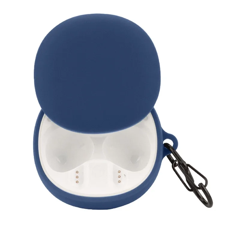 For iFLYBUDS Nano+ Bluetooth-compatible Earphone Cover Silicone Dustproof Case with Anti-lost Buckle - Dark Blue