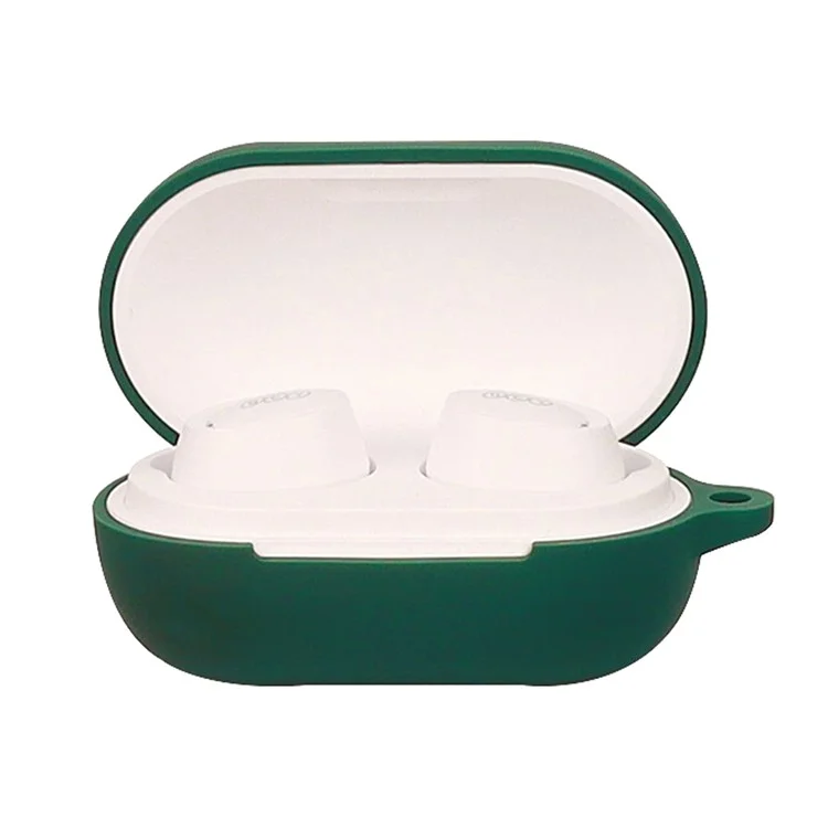 Dustproof Case for QCY ArcBuds Lite Bluetooth-compatible Earphone Silicone Cover with Anti-lost Buckle - Blackish Green