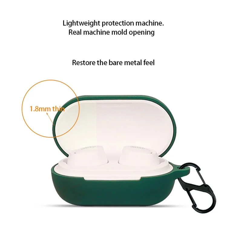 Dustproof Case for QCY ArcBuds Lite Bluetooth-compatible Earphone Silicone Cover with Anti-lost Buckle - Blackish Green
