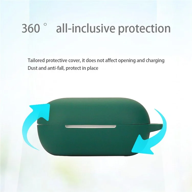 Dustproof Case for QCY ArcBuds Lite Bluetooth-compatible Earphone Silicone Cover with Anti-lost Buckle - Blackish Green