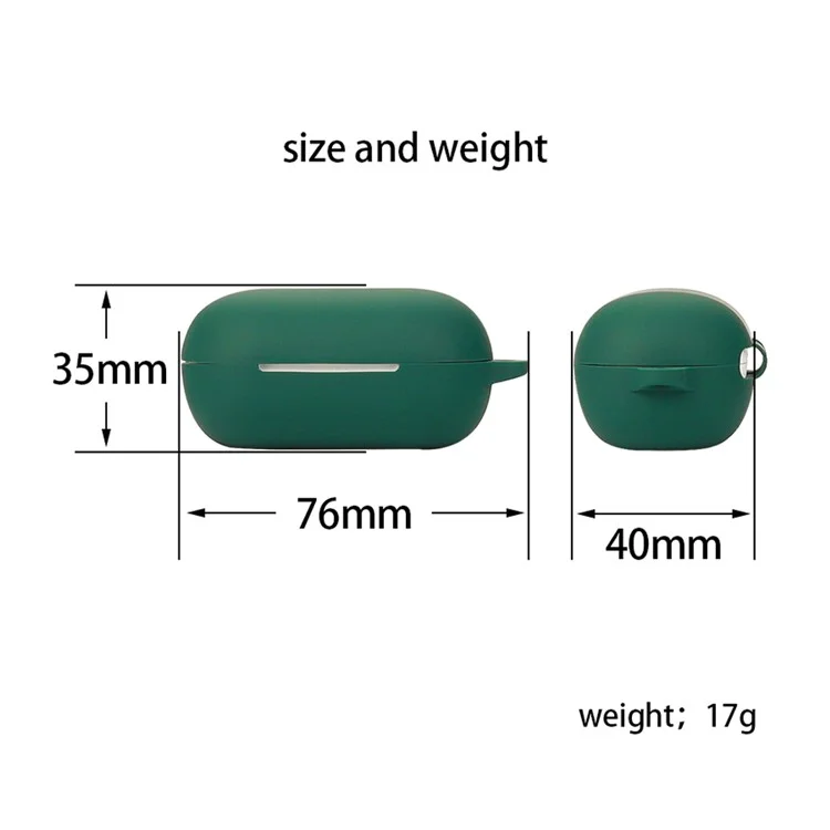 Dustproof Case for QCY ArcBuds Lite Bluetooth-compatible Earphone Silicone Cover with Anti-lost Buckle - Blackish Green