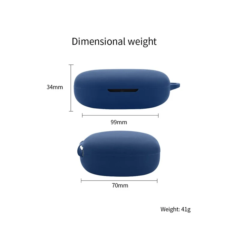 For 1MORE S50 Silicone Sleeve Drop Protection Cover Wireless Headphone Case with Hanging Buckle - Dark Blue