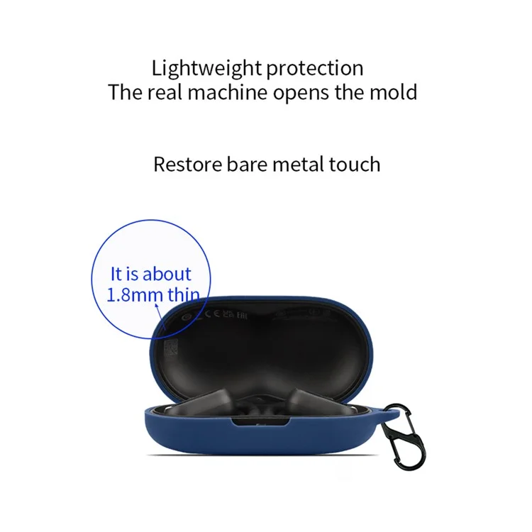 Capa de Proteção para 1MORE S30 Fone de Ouvido Bluetooth, Capa de Silicone para Headset sem Fio com Fivela - Azul Escuro