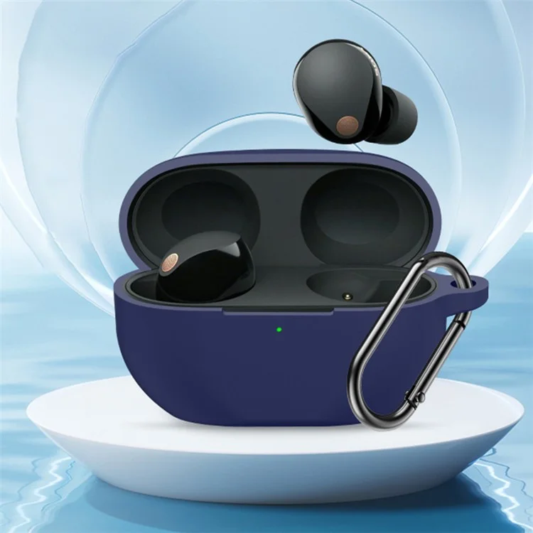 Étui en silicone pour écouteurs pour Sony WF-1000XM5, étui de protection anti-chute pour écouteurs Bluetooth - Bleu nuit