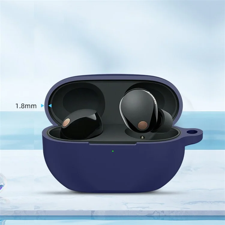 Étui en silicone pour écouteurs pour Sony WF-1000XM5, étui de protection anti-chute pour écouteurs Bluetooth - Bleu nuit