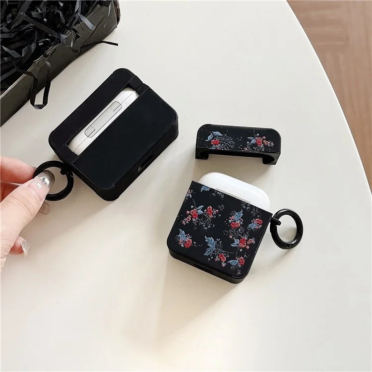 Étui pour écouteurs Apple AirPods avec boîtier de charge (2016) / (2019) / AirPods avec boîtier de charge sans fil (2019) Housse en cuir+TPU pour écouteurs