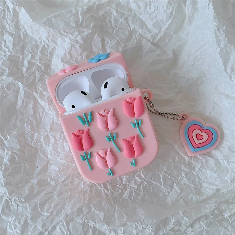 Silicone Case for Apple AirPods with Charging Case (2016) / (2019) / AirPods with Wireless Charging Case (2019) Earphone Cover with Pendant