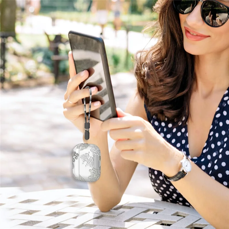 AHASTYLE WE17 Silicone Case for AirPods Pro 2 , Butterfly Printing Bluetooth-compatible Earphone Protective Cover