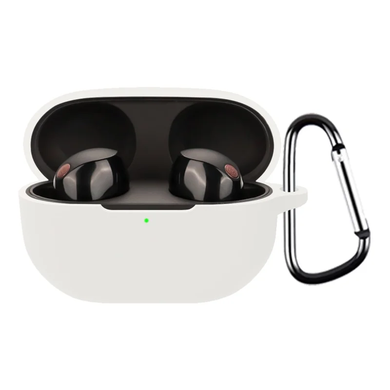 For Sony WF-1000XM5 Bluetooth-compatible Earphone Silicone Case Headphone Cover with Buckle - White