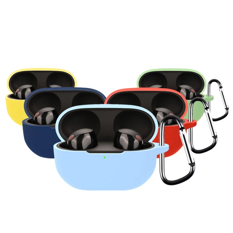 For Sony WF-1000XM5 Bluetooth-compatible Earphone Silicone Case Headphone Cover with Buckle - White