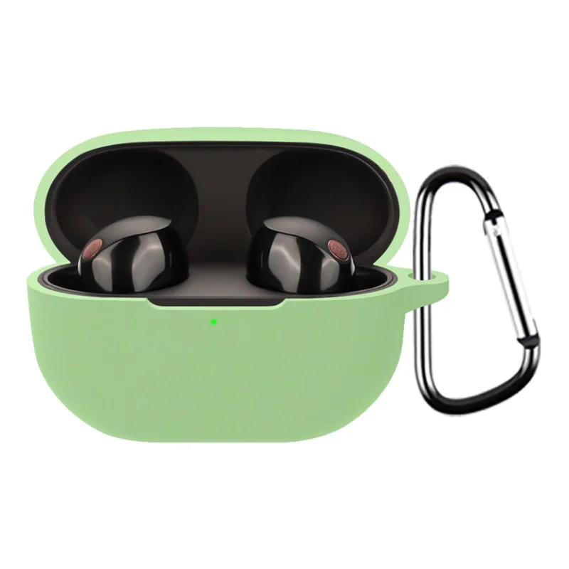 For Sony WF-1000XM5 Bluetooth-compatible Earphone Silicone Case Headphone Cover with Buckle - Matcha Green