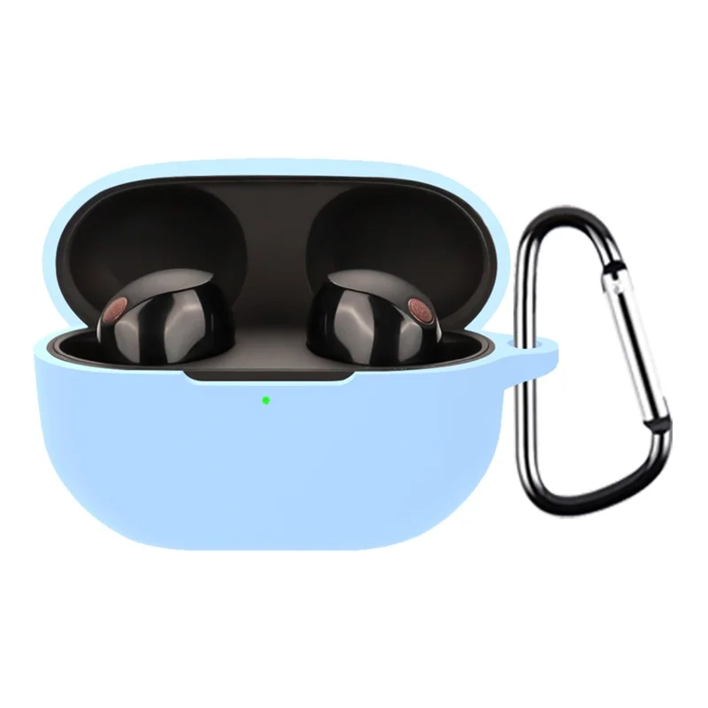 For Sony WF-1000XM5 Bluetooth-compatible Earphone Silicone Case Headphone Cover with Buckle - Sky Blue