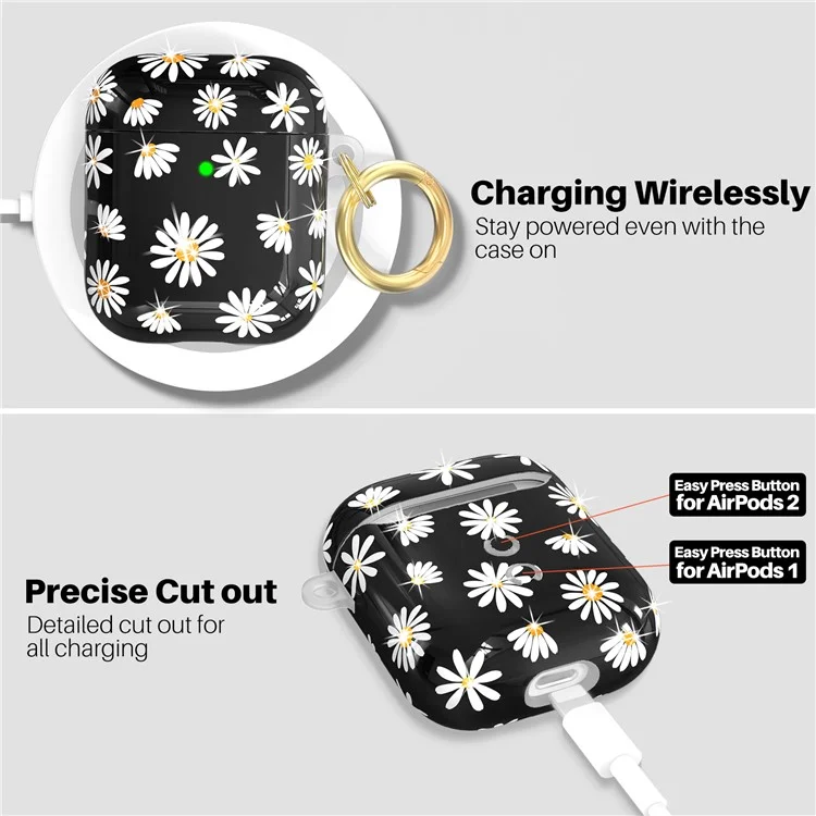 AHASTYLE PT-LC142-A-DY Für AirPods mit Wireless Charging Case (2019) / AirPods mit Charging Case (2019) / (2016) Teilbarer TPU-Schutzhülle - Schwarz