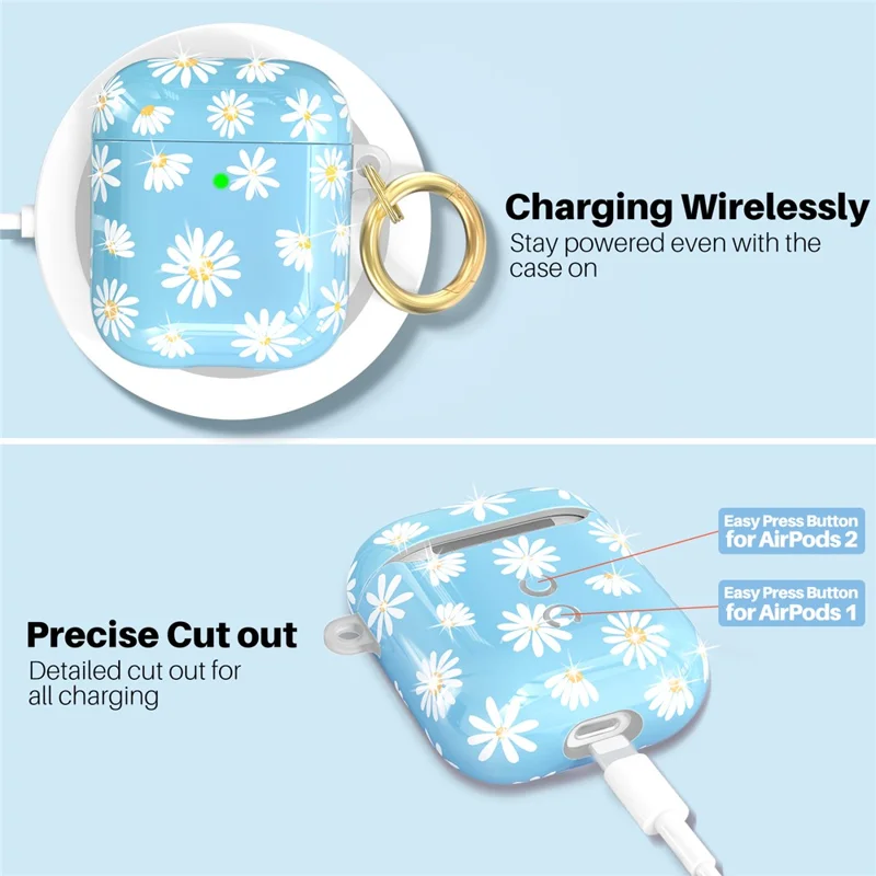 AHASTYLE PT-LC142-A-DY For AirPods with Wireless Charging Case (2019) / AirPods with Charging Case (2019) / (2016) Splittable Cover TPU Case - Blue