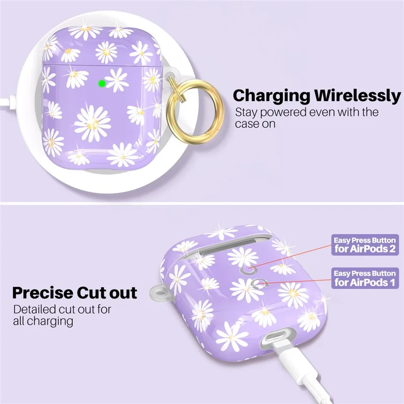AHASTYLE PT-LC142-A-DY For AirPods with Wireless Charging Case (2019) / AirPods with Charging Case (2019) / (2016) Splittable Cover TPU Case - Purple