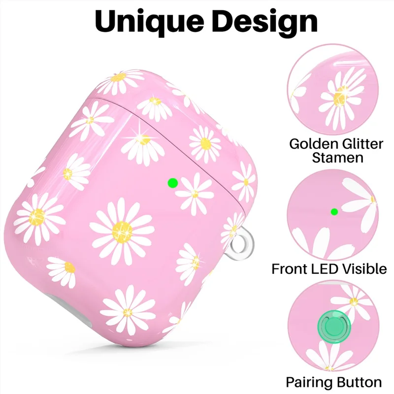 AHASTYLE PT-LC142-A-DY Capa TPU para AirPods com Estojo de Carregamento Sem Fios (2019) / AirPods com Estojo de Carregamento (2019) / (2016) Capa Dividida - Rosa