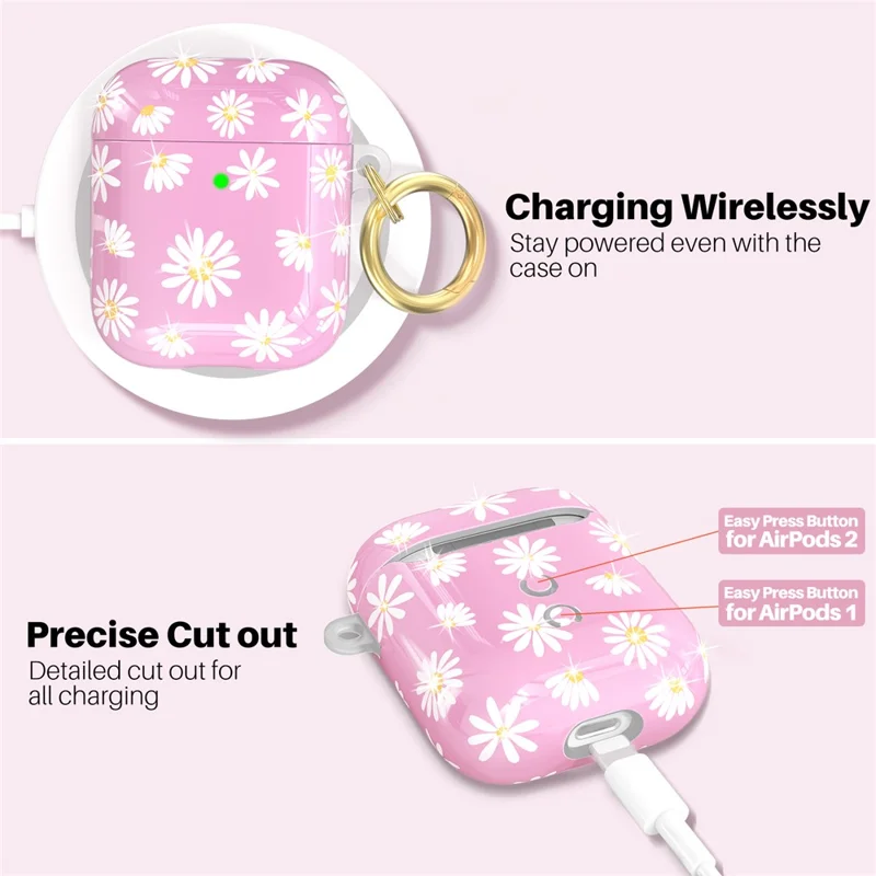 AHASTYLE PT-LC142-A-DY Capa TPU para AirPods com Estojo de Carregamento Sem Fios (2019) / AirPods com Estojo de Carregamento (2019) / (2016) Capa Dividida - Rosa
