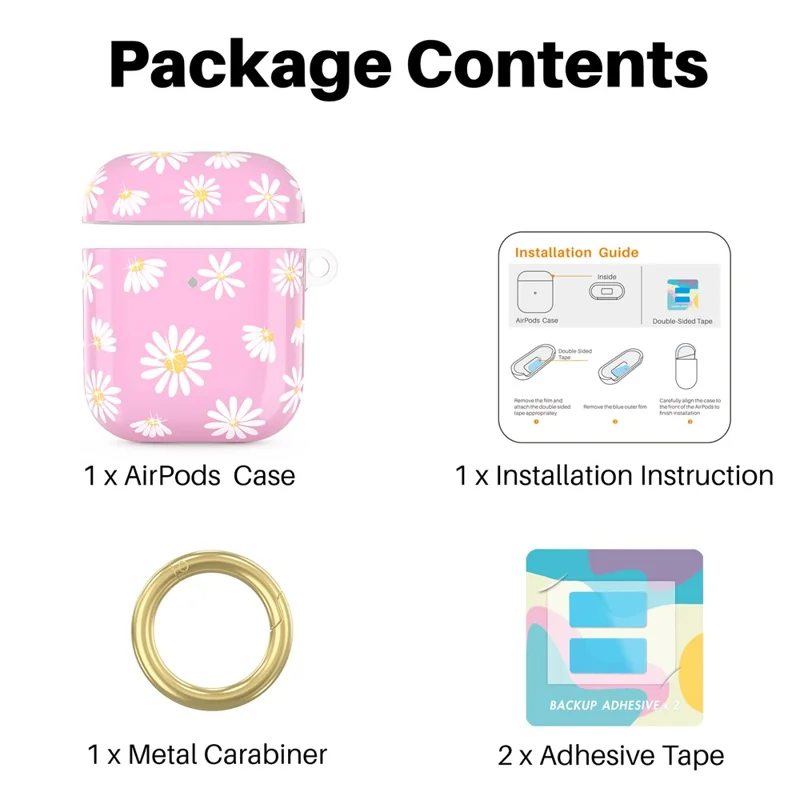 AHASTYLE PT-LC142-A-DY Capa TPU para AirPods com Estojo de Carregamento Sem Fios (2019) / AirPods com Estojo de Carregamento (2019) / (2016) Capa Dividida - Rosa