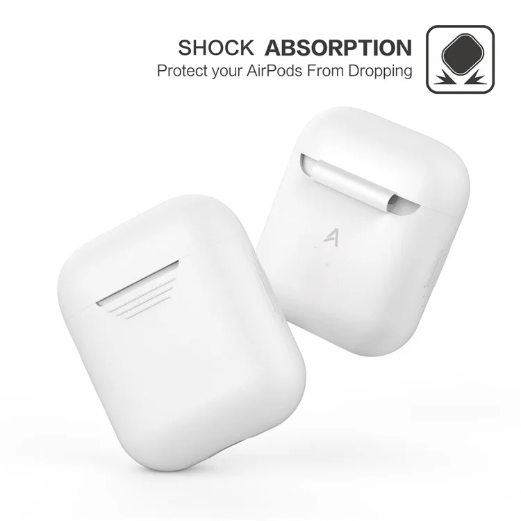 AHASTYLE PT02-3 Силиконовый чехол для AirPods с зарядным футляром (2016) / (2019) / AirPods с беспроводным зарядным футляром (2019) Чехол для Bluetooth-наушников - Белый