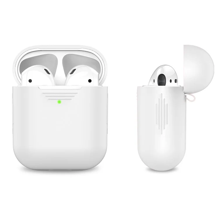 AHASTYLE PT02-3 Силиконовый чехол для AirPods с зарядным футляром (2016) / (2019) / AirPods с беспроводным зарядным футляром (2019) Чехол для Bluetooth-наушников - Белый