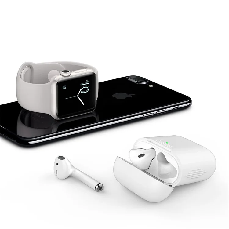 AHASTYLE PT02-3 Силиконовый чехол для AirPods с зарядным футляром (2016) / (2019) / AirPods с беспроводным зарядным футляром (2019) Чехол для Bluetooth-наушников - Белый