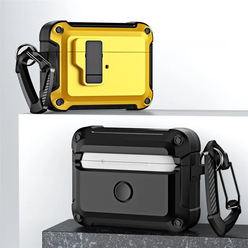 Чехол для AirPods Pro 2 ударопрочный из ТПУ+ПК, чехол для зарядки наушников с Bluetooth и застежкой, желтый цвет